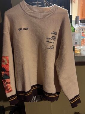 Van Gogh Starry Night Inspired Sweater Graphic Art Knit Oversized
